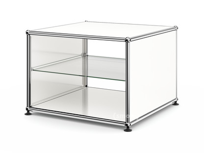 Table d'appoint avec panneaux latéraux USM Haller 50 cm|Avec tablette intérieure en verre|Blanc pur RAL 9010