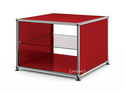 Table d'appoint avec panneaux latéraux USM Haller 50 cm|Avec tablette intérieure en verre|Rouge rubis USM