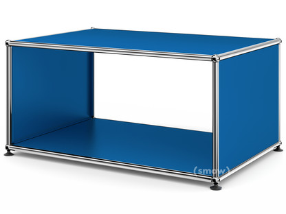 Table d'appoint avec panneaux latéraux USM Haller 75 cm|Sans tablette intérieure en verre|Bleu gentiane RAL 5010
