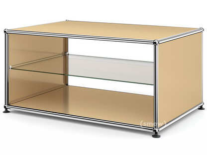 Table d'appoint avec panneaux latéraux USM Haller 75 cm|Avec tablette intérieure en verre|Beige USM