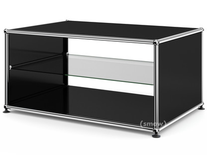 Table d'appoint avec panneaux latéraux USM Haller 75 cm|Avec tablette intérieure en verre|Noir graphite RAL 9011
