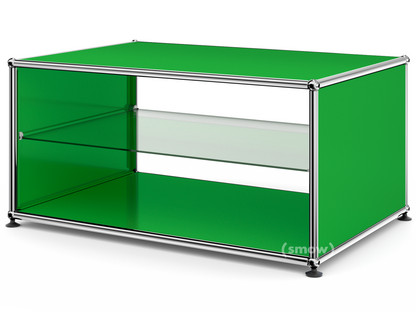 Table d'appoint avec panneaux latéraux USM Haller 75 cm|Avec tablette intérieure en verre|Vert USM