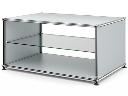 Table d'appoint avec panneaux latéraux USM Haller 75 cm|Avec tablette intérieure en verre|Argent mat USM