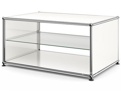 Table d'appoint avec panneaux latéraux USM Haller 75 cm|Avec tablette intérieure en verre|Blanc pur RAL 9010