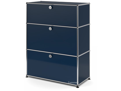 Commode USM Haller avec 3 tiroirs H 95 + 4 x L 75 x P 35 cm|Bleu acier RAL 5011