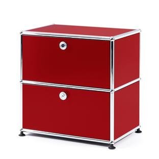 Table de chevet USM Haller avec 2 portes abattantes Rouge rubis USM