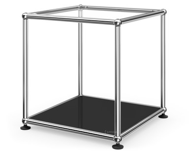 Table d'appoint 35 USM Haller Panneau supérieur en verre, panneau inférieur en métal|Noir graphite RAL 9011