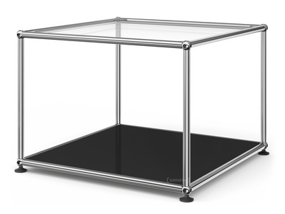 Table d'appoint 50 USM Haller Panneau supérieur en verre, panneau inférieur en métal|Noir graphite RAL 9011