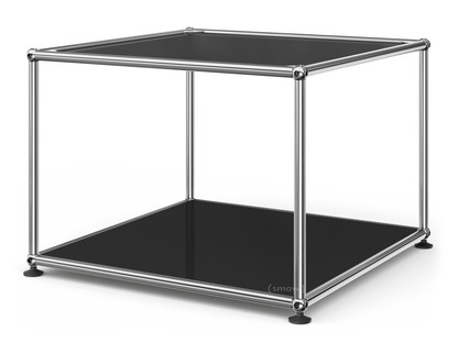 Table d'appoint 50 USM Haller Panneau supérieur en verre laqué, panneau inférieur en métal|Noir graphite RAL 9011
