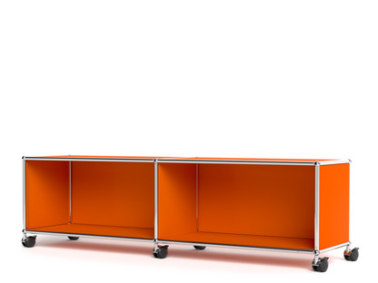 Meuble bas Lowboard TV/HIFI USM Haller, personnalisable Orange pur RAL 2004|Ouvert|Sans passe-câbles