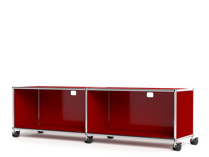 Meuble bas Lowboard TV/HIFI USM Haller, personnalisable Rouge rubis USM|Avec 2 portes abattantes|Avec passe-câbles au centre haut