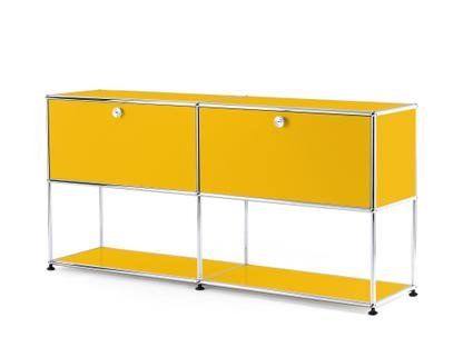 Meuble mixte sideboard L USM Haller avec deux portes abattantes et partie inférieure ouverte Jaune or RAL 1004