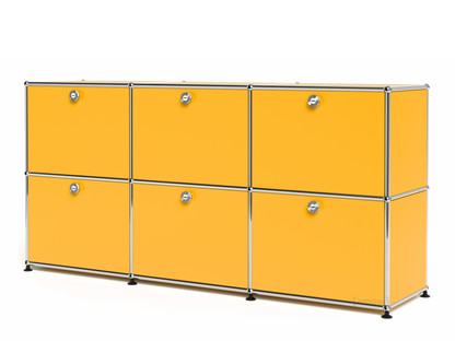 Meuble mixte Sideboard 50 USM Haller, personnalisable Jaune or RAL 1004|Avec 3 portes abattantes|Avec 3 portes abattantes