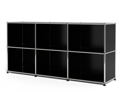 Meuble mixte Sideboard 50 USM Haller, personnalisable Noir graphite RAL 9011|Ouvert|Ouvert