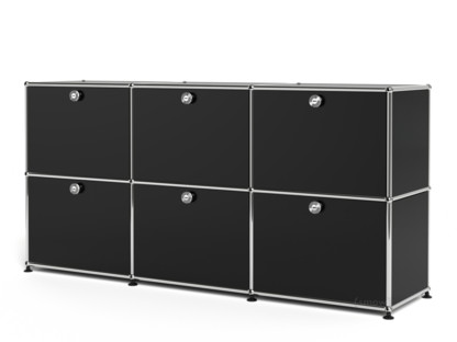 Meuble mixte Sideboard 50 USM Haller, personnalisable Noir graphite RAL 9011|Avec 3 portes abattantes|Avec 3 portes abattantes