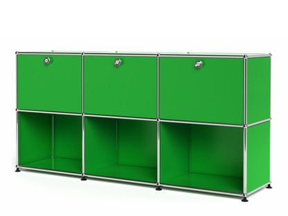 Meuble mixte Sideboard 50 USM Haller, personnalisable Vert USM|Avec 3 portes abattantes|Ouvert