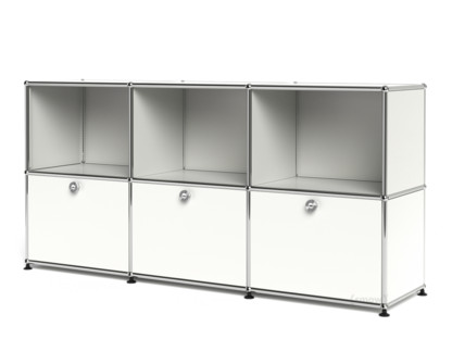 Meuble mixte Sideboard 50 USM Haller, personnalisable Blanc pur RAL 9010|Ouvert|Avec 3 portes abattantes