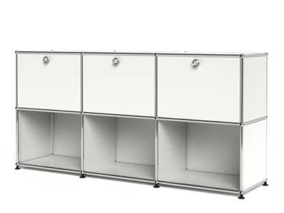 Meuble mixte Sideboard 50 USM Haller, personnalisable Blanc pur RAL 9010|Avec 3 portes abattantes|Ouvert