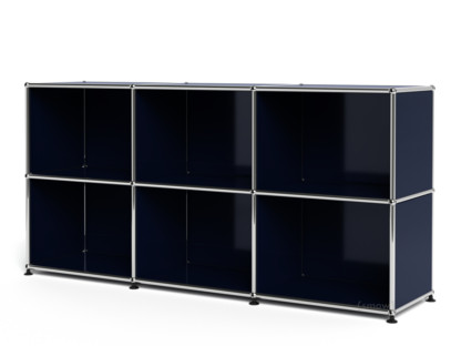 Meuble mixte Sideboard 50 USM Haller, personnalisable Bleu acier RAL 5011|Ouvert|Ouvert