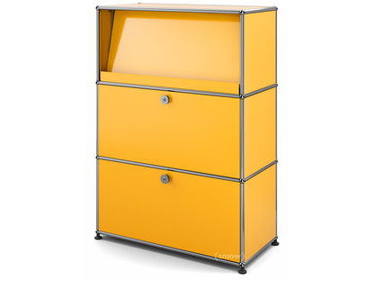 Meuble mixte Highboard M USM Haller avec présentoir incliné Jaune or RAL 1004