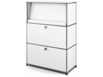 Meuble mixte Highboard M USM Haller avec présentoir incliné Blanc pur RAL 9010