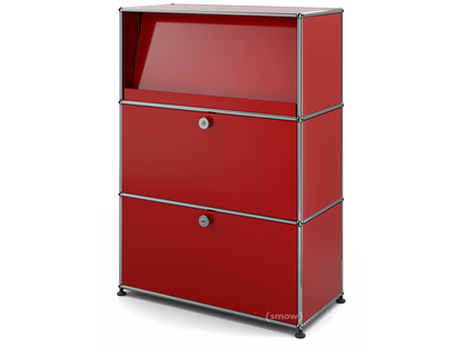 Meuble mixte Highboard M USM Haller avec présentoir incliné Rouge rubis USM