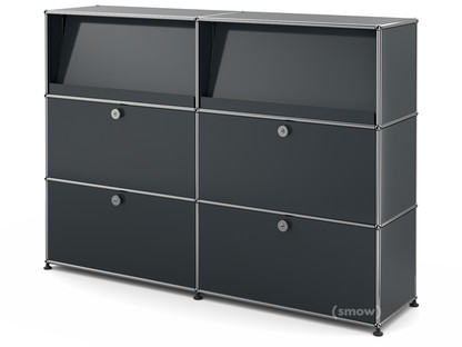 Meuble mixte Highboard L USM Haller avec présentoir incliné Anthracite RAL 7016