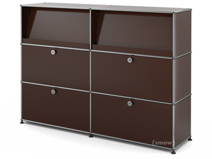 Meuble mixte Highboard L USM Haller avec présentoir incliné Marron USM