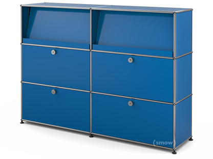 Meuble mixte Highboard L USM Haller avec présentoir incliné Bleu gentiane RAL 5010