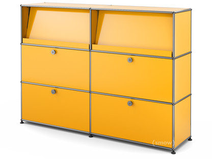 Meuble mixte Highboard L USM Haller avec présentoir incliné Jaune or RAL 1004