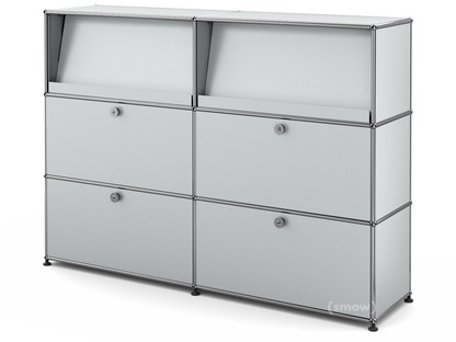 Meuble mixte Highboard L USM Haller avec présentoir incliné Argent mat USM