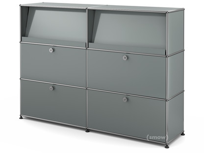 Meuble mixte Highboard L USM Haller avec présentoir incliné Gris moyen RAL 7005