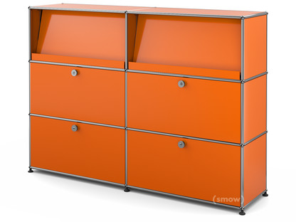 Meuble mixte Highboard L USM Haller avec présentoir incliné Orange pur RAL 2004