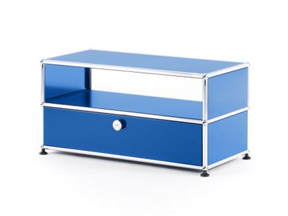 Meuble bas Lowboard TV USM Haller avec porte coulissante Bleu gentiane RAL 5010