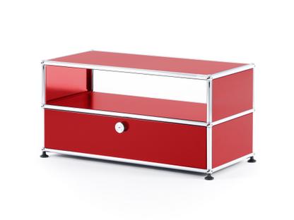 Meuble bas Lowboard TV USM Haller avec porte coulissante Rouge rubis USM