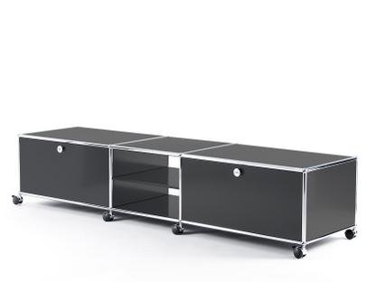 Meuble TV bas Lowboard XL USM Haller à roulettes Anthracite RAL 7016