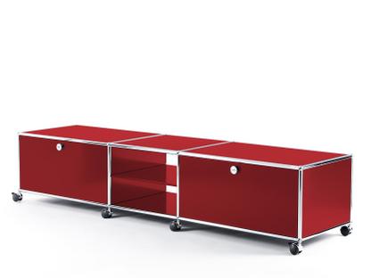 Meuble TV bas Lowboard XL USM Haller à roulettes Rouge rubis USM