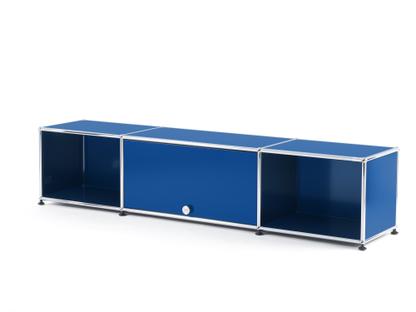Meuble TV bas Lowboard  USM Haller avec porte escamotable Bleu gentiane RAL 5010
