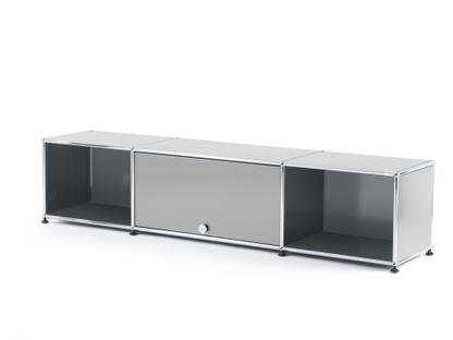 Meuble TV bas Lowboard  USM Haller avec porte escamotable Argent mat USM