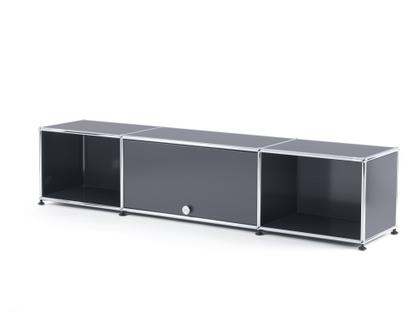 Meuble TV bas Lowboard  USM Haller avec porte escamotable Gris moyen RAL 7005