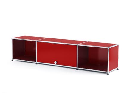 Meuble TV bas Lowboard  USM Haller avec porte escamotable Rouge rubis USM