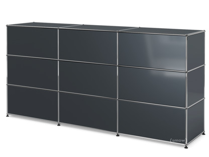 Comptoir d’accueil USM Haller version 1 Anthracite RAL 7016|225 cm (3 éléments)|50 cm