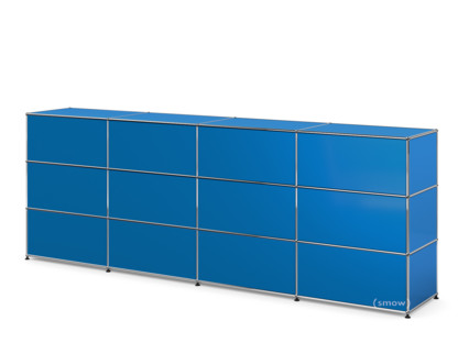 Comptoir d’accueil USM Haller version 1 Bleu gentiane RAL 5010|300 cm (4 éléments)|50 cm