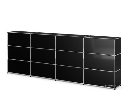 Comptoir d’accueil USM Haller version 1 Noir graphite RAL 9011|300 cm (4 éléments)|35 cm