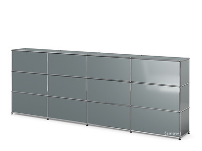 Comptoir d’accueil USM Haller version 1 Gris moyen RAL 7005|300 cm (4 éléments)|35 cm