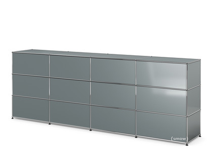 Comptoir d’accueil USM Haller version 1 Gris moyen RAL 7005|300 cm (4 éléments)|50 cm