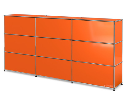 Comptoir d’accueil USM Haller version 1 Orange pur RAL 2004|225 cm (3 éléments)|35 cm