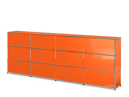Comptoir d’accueil USM Haller version 1 Orange pur RAL 2004|300 cm (4 éléments)|35 cm
