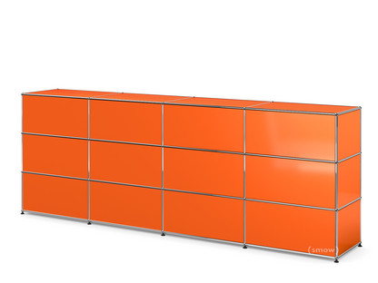Comptoir d’accueil USM Haller version 1 Orange pur RAL 2004|300 cm (4 éléments)|50 cm