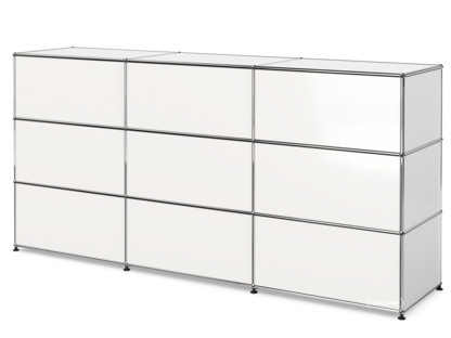 Comptoir d’accueil USM Haller version 1 Blanc pur RAL 9010|225 cm (3 éléments)|50 cm